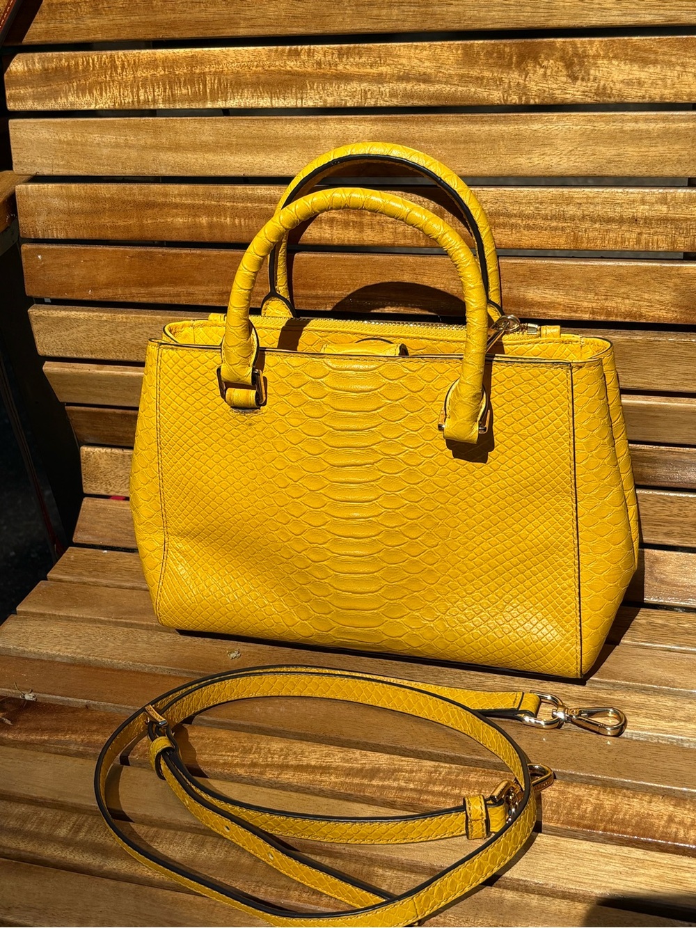SOLD! Michael Kors Yellow Selma Satchel + a NWT Card Case to Create a Set! - Picture 3 of 11